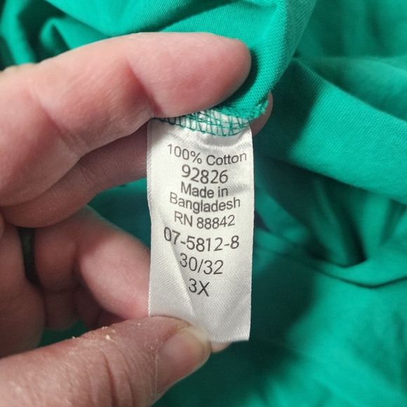 ROAMAN'S GREEN CRISS CROSS FRONT SHORT SLEEVE PLUS SIZE 3X TOP - Picture 8 of 9